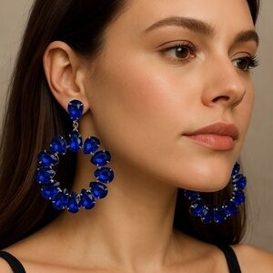 Elegant Royal Blue Teardrop Earrings
